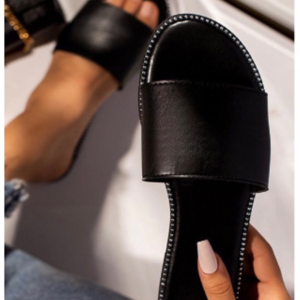 Vici black studded sandals (slides)
